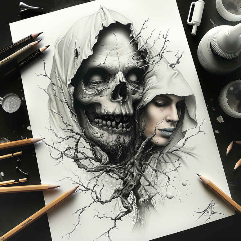 skulls tattoo design ideas vector-style silent watcher embodying perseverance