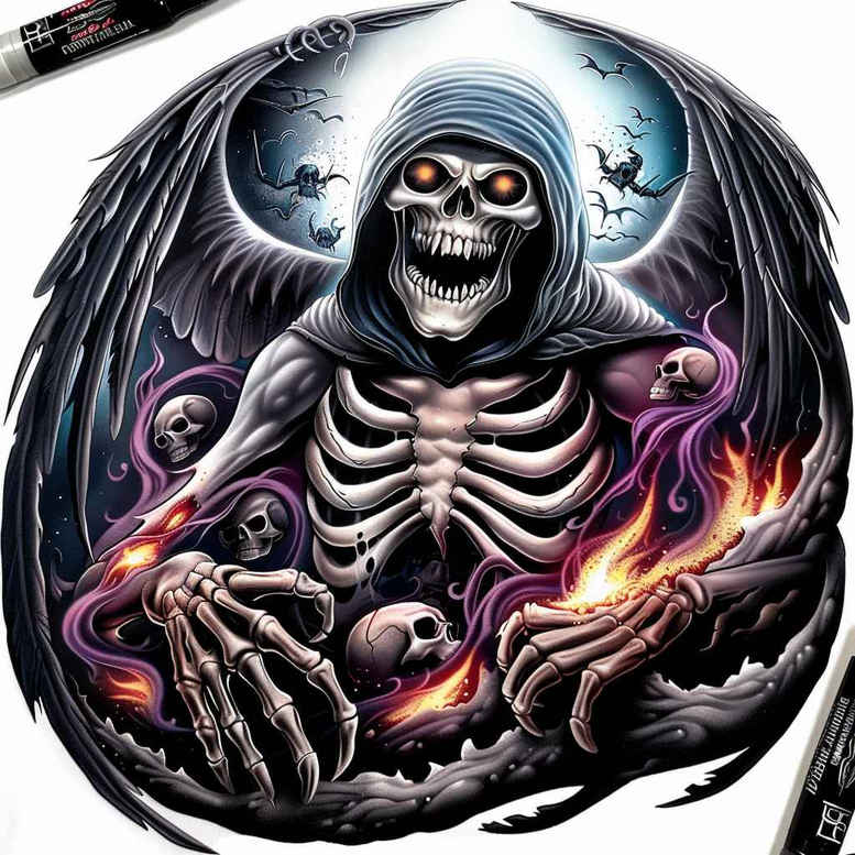 skulls tattoo design ideas Surrealism visionary silent watcher for hand