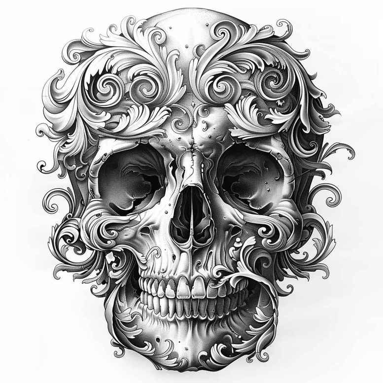 skulls tattoo design ideas distorted perspective skeletal art for calf