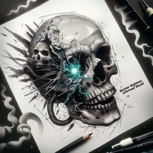 skulls tattoo design ideas Surrealism hallucinatory skeletal art for upper chest
