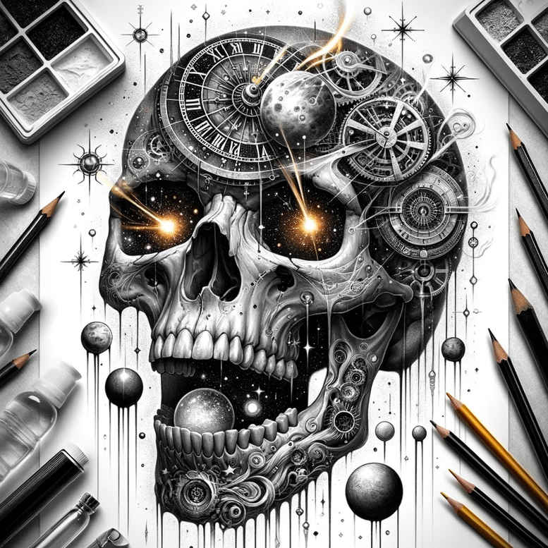skulls tattoo design ideas photo-realistic spiritual end symbol of determination