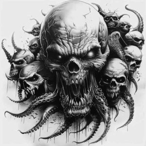 skulls tattoo design ideas color overlays tattoo classic for lower thigh