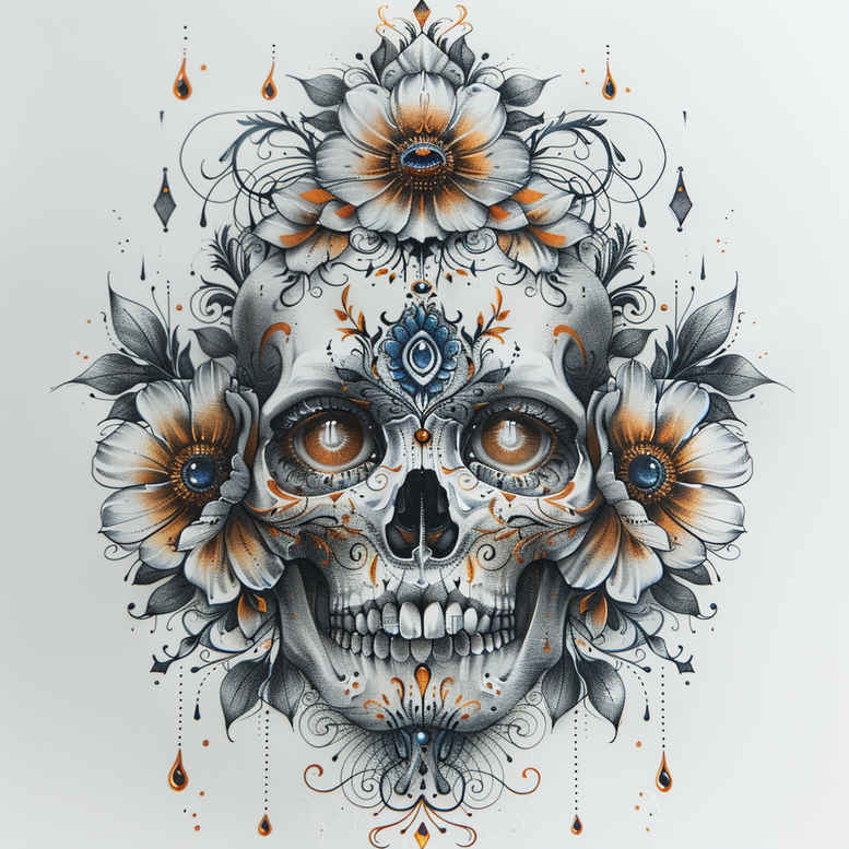 skulls tattoo design ideas Surrealism fantasy-inspired timeless skull for knee