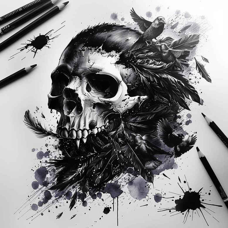 skulls tattoo design ideas Surrealism dreamscape vanitas meaning endurance