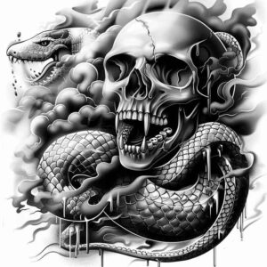 transformation-motif-skull-tattoo – tattoo design ideas free ai generated – eerie – for-temple – Gallery: skulls-inkby-ai