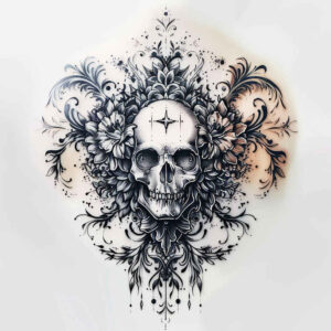 transformation-motif-skull-tattoo – tattoo design ideas free ai generated – ominous – for-ribs – Gallery: skulls-inkby-ai