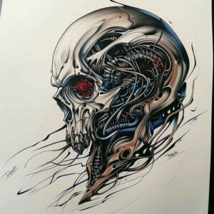 tribal-skull-tattoo – tattoo design ideas free ai generated – demonic – for-lower-chest – Gallery: skulls-inkby-ai