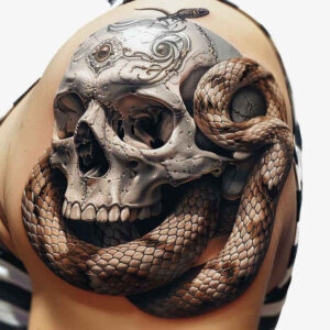 tribal-skull-tattoo – tattoo design ideas free ai generated – grotesque – for-stomach – Gallery: skulls-inkby-ai