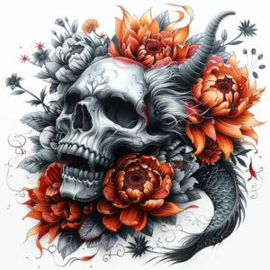 tribal-skull-tattoo – tattoo design ideas free ai generated – haunting – for-upper-thigh – Gallery: skulls-inkby-ai