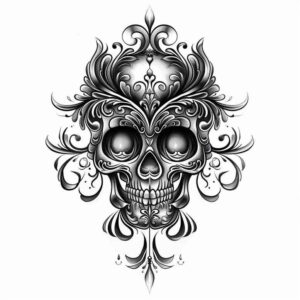 tribal-skull-tattoo – tattoo design ideas free ai generated – moody – for-arm – Gallery: skulls-inkby-ai