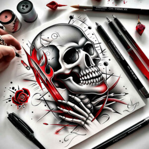 tribal-skull-tattoo – tattoo design ideas free ai generated – phantom – for-foot – Gallery: skulls-inkby-ai