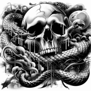 tribal-skull-tattoo – tattoo design ideas free ai generated – wraith – for-lower-leg – Gallery: skulls-inkby-ai