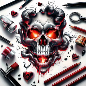 war-motif-skull-tattoo – tattoo design ideas free ai generated – frightening – for-side-torso – Gallery: skulls-inkby-ai