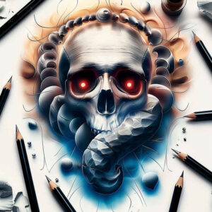 wave-skull-tattoo – tattoo design ideas free ai generated – abandoned – for-stomach – Gallery: skulls-inkby-ai