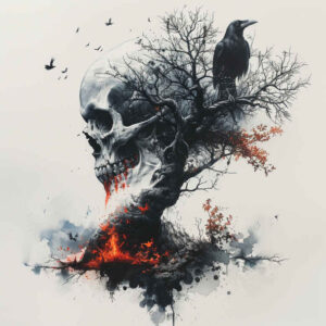 wave-skull-tattoo – tattoo design ideas free ai generated – deep-shadows – for-wrist-side – Gallery: skulls-inkby-ai