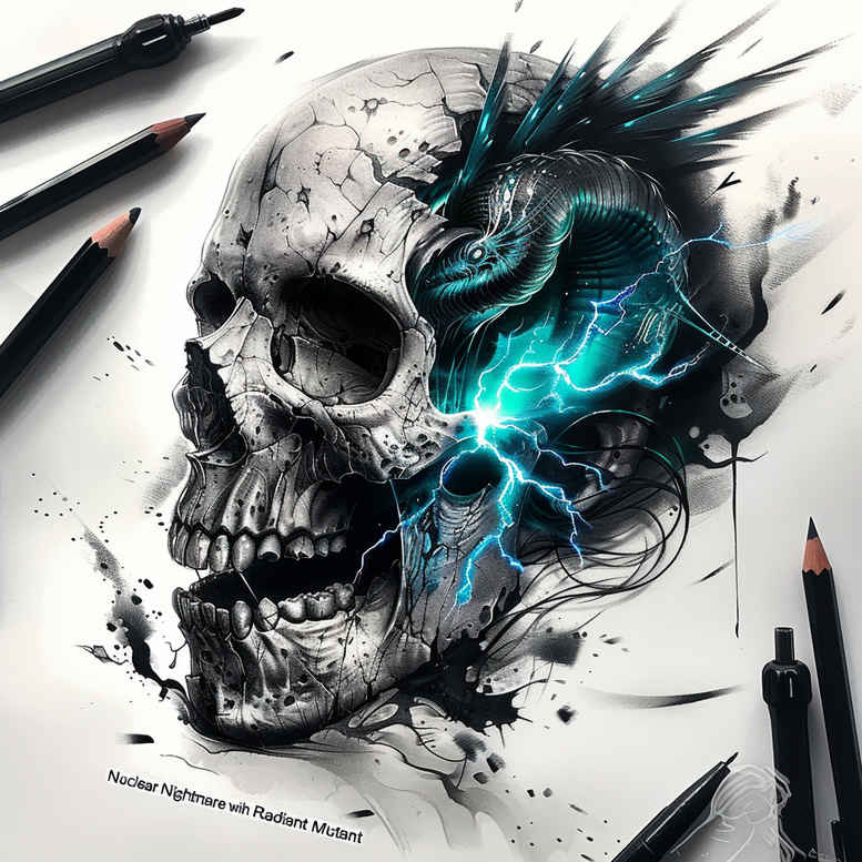 wave-skull-tattoo – tattoo design ideas free ai generated – ghastly – for-fingers – Gallery: skulls-inkby-ai