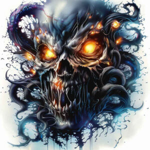 wave-skull-tattoo – tattoo design ideas free ai generated – grim – for-behind-ear – Gallery: skulls-inkby-ai