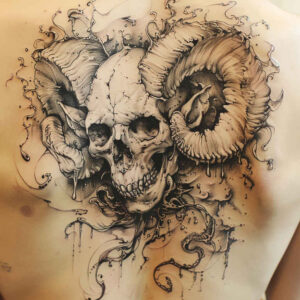 wave-skull-tattoo – tattoo design ideas free ai generated – hidden – for-shin – Gallery: skulls-inkby-ai