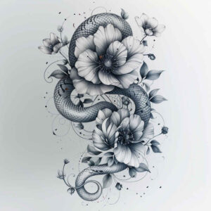 3d-snake-tattoo – tattoo design ideas free ai generated – mini-geometry – for-side-torso – Gallery: snakes-inkby-ai