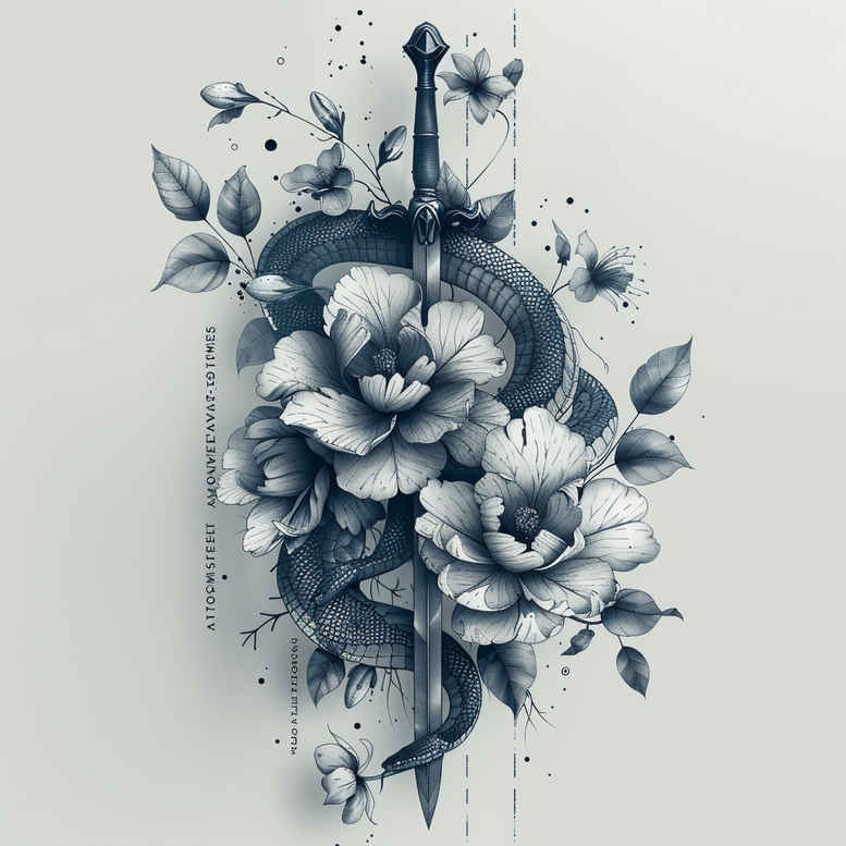 abstract-snake-tattoo – tattoo design ideas free ai generated – open-space – for-calf – Gallery: snakes-inkby-ai