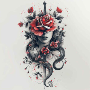 abstract-snake-tattoo – tattoo design ideas free ai generated – subtle – for-back-shoulder – Gallery: snakes-inkby-ai