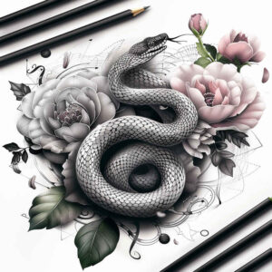 artistic-detail-snake-tattoo – tattoo design ideas free ai generated – essential – for-sternum – Gallery: snakes-inkby-ai