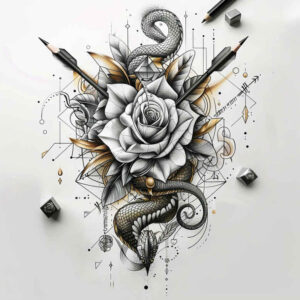 colorful-snake-tattoo – tattoo design ideas free ai generated – outline-only – for-upper-back – Gallery: snakes-inkby-ai