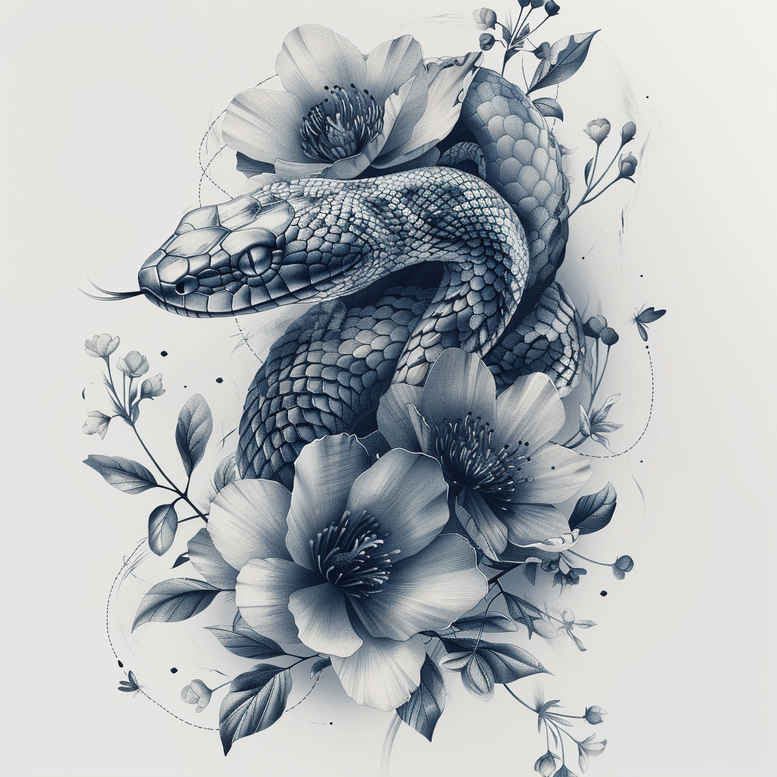 contour-snake-tattoo – tattoo design ideas free ai generated – minimalist-script – for-upper-arm – Gallery: snakes-inkby-ai