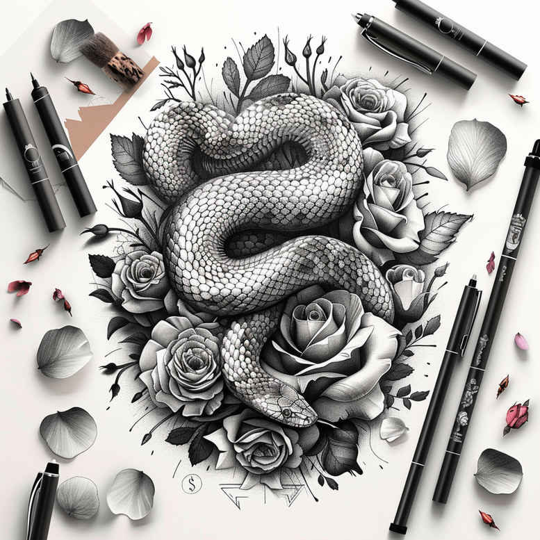 delicate-snake-tattoo-for-men – tattoo design ideas free ai generated – subtle-shape – for-upper-back – Gallery: snakes-inkby-ai