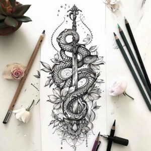 detailed-snake-tattoo – tattoo design ideas free ai generated – bare – for-lower-back – Gallery: snakes-inkby-ai