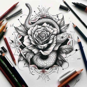 detailed-snake-tattoo – tattoo design ideas free ai generated – pinprick – for-stomach – Gallery: snakes-inkby-ai