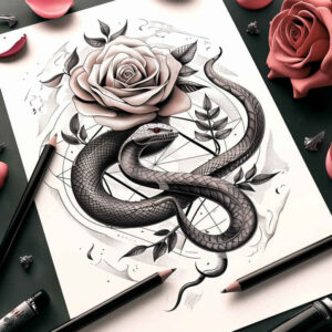 energy-snake-tattoo – tattoo design ideas free ai generated – whisper-line – for-thigh – Gallery: snakes-inkby-ai