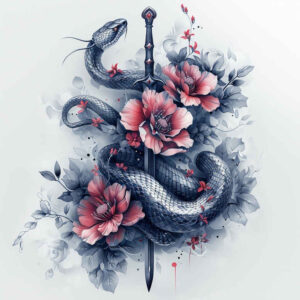 feather-snake-tattoo – tattoo design ideas free ai generated – mini-ink – for-shoulder-blade – Gallery: snakes-inkby-ai