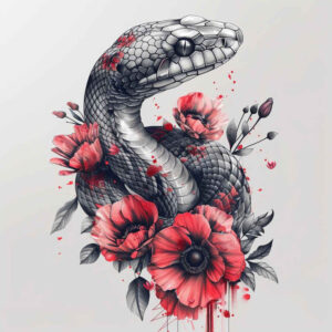 feather-snake-tattoo – tattoo design ideas free ai generated – precise – for-lower-chest – Gallery: snakes-inkby-ai