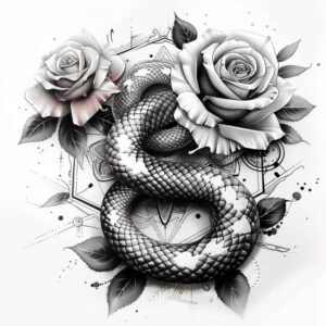feather-snake-tattoo – tattoo design ideas free ai generated – silent – for-thigh – Gallery: snakes-inkby-ai