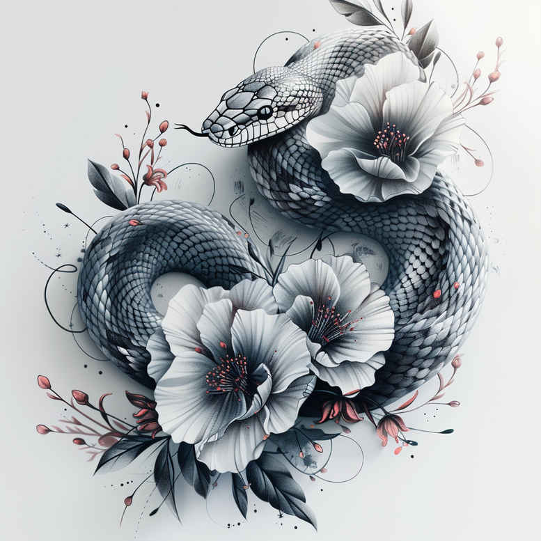 feather-snake-tattoo – tattoo design ideas free ai generated – subtle – for-lower-chest – Gallery: snakes-inkby-ai