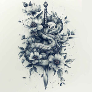 geometric-snake-tattoo – tattoo design ideas free ai generated – point-minimal – for-foot – Gallery: snakes-inkby-ai