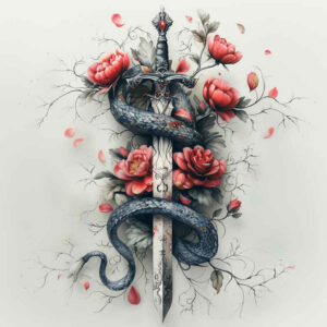 life-energy-snake-tattoo – tattoo design ideas free ai generated – no-shading – for-upper-chest – Gallery: snakes-inkby-ai