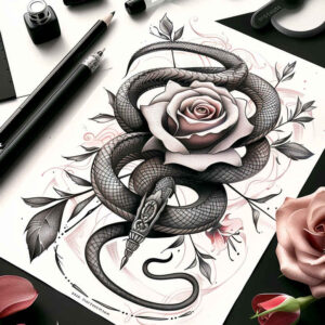 line-snake-tattoo – tattoo design ideas free ai generated – clean-stroke – for-upper-shoulder – Gallery: snakes-inkby-ai