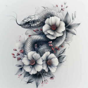 moving-snake-tattoo – tattoo design ideas free ai generated – lightweight – for-lower-thigh – Gallery: snakes-inkby-ai