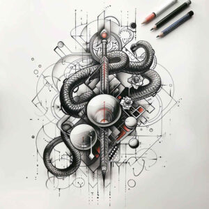 moving-snake-tattoo – tattoo design ideas free ai generated – single-color – for-neck – Gallery: snakes-inkby-ai