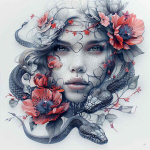 mystery-motif-snake-tattoo – tattoo design ideas free ai generated – clean-lines – for-biceps – Gallery: snakes-inkby-ai