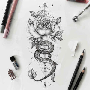 mystical-snake-tattoo – tattoo design ideas free ai generated – clean-shape – for-neck – Gallery: snakes-inkby-ai