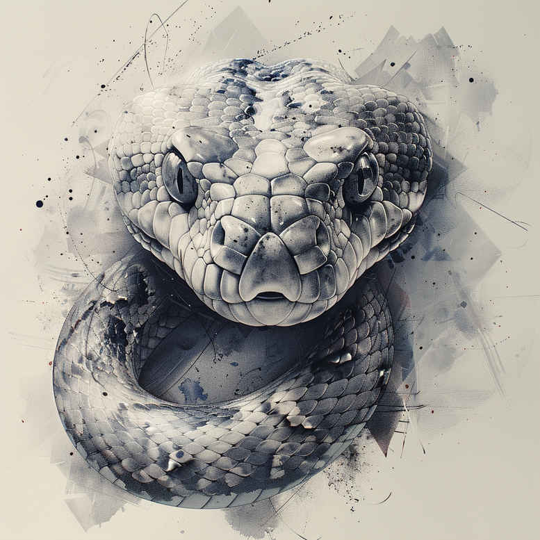 mystical-snake-tattoo – tattoo design ideas free ai generated – monochrome – for-knee – Gallery: snakes-inkby-ai