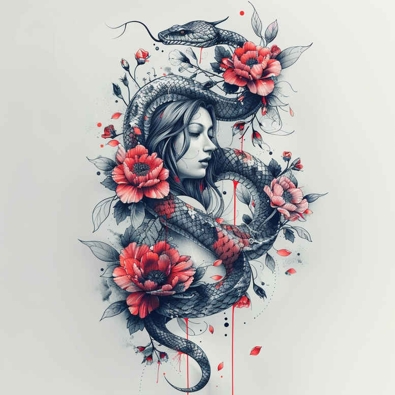 nature-motif-snake-tattoo – tattoo design ideas free ai generated – little-tattoo – for-calf – Gallery: snakes-inkby-ai