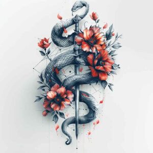nature-motif-snake-tattoo – tattoo design ideas free ai generated – pure-outline – for-scapula – Gallery: snakes-inkby-ai
