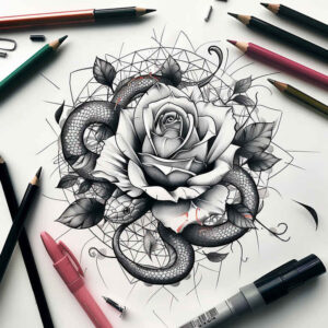 organic-line-snake-tattoo – tattoo design ideas free ai generated – lightweight – for-nape – Gallery: snakes-inkby-ai