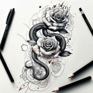 ornament-snake-tattoo – tattoo design ideas free ai generated – delicate – for-knee – Gallery: snakes-inkby-ai