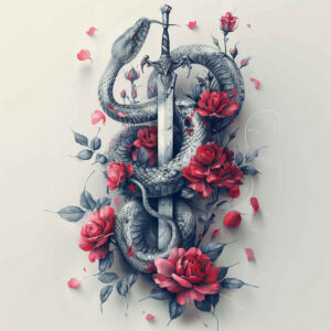 ornament-snake-tattoo – tattoo design ideas free ai generated – gentle-angle – for-outer-arm – Gallery: snakes-inkby-ai