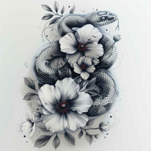 ornamental-detail-snake-tattoo – tattoo design ideas free ai generated – outline-only – for-shoulder-blade – Gallery: snakes-inkby-ai